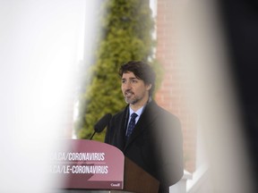 Prime Minister Justin Trudeau addresses Canadians on the COVID-19 pandemic from Rideau Cottage in Ottawa on Tuesday, April 21, 2020.