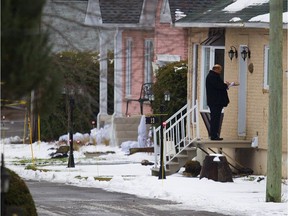 Police at the scene where Salvatore Montagna was killed in Ile Vaudry, a small island near Repentigny Nov. 24, 2011.