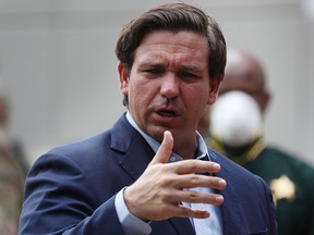 Florida Gov. Ron DeSantis  gives updates about the state's response to the coronavirus pandemic during a press conference on April 17, 2020 in Fort Lauderdale, Fla.