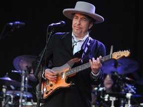 In this file photo taken on July 22, 2012, Bob Dylan performs during the 21st edition of the Vieilles Charrues music festival in Carhaix-Plouguer, western France.