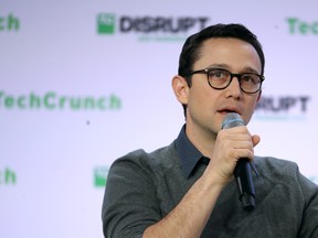 Actor and co-founder and CEO of HitRecord Joseph Gordon-Levitt speaks during the TechCrunch Disrupt SF 2019 conference at Moscone Center on Oct. 2, 2019 in San Francisco, Calif.