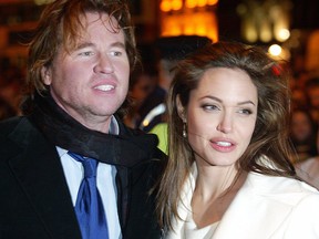 Angelina Jolie and Val Kilmer arrive at the Irish Premiere of "Alexander" at the Savoy Cinema on January 6, 2005 in Dublin, Ireland.
