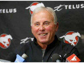 Calgary Stampeders President & General Manager, John Hufnagel speaks to the media at McMahon stadium in Calgary on Tuesday, Feb. 11, 2020.
