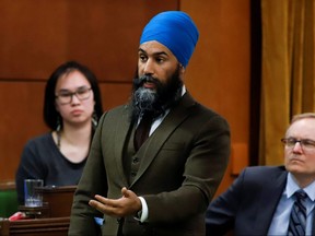 New Democratic Party leader Jagmeet Singh speaks in parliament during Question Period in Ottawa February 18, 2020.  (REUTERS/Patrick Doyle)