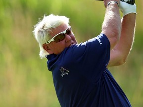 John Daly in action during the first round of the PGA Championship at Bethpage State Park, in Bethpage, N.Y., May 16, 2019.