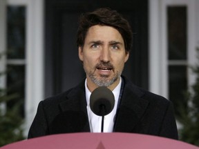 Prime Minister Justin Trudeau speaks during a news conference on the COVID-19 situation from his residence in Ottawa, March 29, 2020.