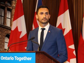 Ontario Education Minister Stephen Lecce on Jan. 15, 2020, at Queen's Park in Toronto.