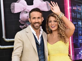 Ryan Reynolds and Blake Lively attend the premiere of "Pokemon Detective Pikachu" at Military Island in Times Square on May 2, 2019 in New York.