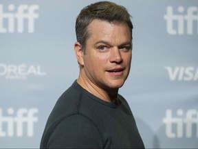 Matt Damon poses during a photo call for 'Downsizing' at the Toronto International Film Festival in Toronto on September 10, 2017.