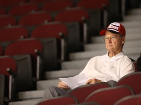 Like everyone else, iconic Ottawa 67’s coach and GM Brian Kilrea, here taking in a team training camp a few years ago, is making do during these trying times. But he sorely misses shaking hands and talking hockey with patrons at the restaurant he is part owner of and, of course, working as a part-time scout for the junior 67’s.  Tony Caldwell/Postmedia