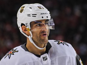 Max Pacioretty of the Vegas Golden Knights in action against the Calgary Flames during an NHL game at Scotiabank Saddledome on March 8, 2020 in Calgary.