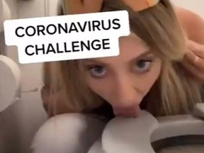 Pandemic? What pandemic? This influencer took to TikTok as part of the "coronavirus challenge."