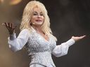 Dolly Parton performs on the Pyramid Stage during Day 3 of the Glastonbury Festival at Worthy Farm on June 29, 2014, in Glastonbury, England.