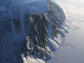 A section of an ice field is seen from NASA's Operation IceBridge research aircraft on March 29, 2017 above Ellesmere Island, in Canada's far north.
