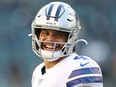 Dak Prescott of the Dallas Cowboys reacts before the game against the Philadelphia Eagles at Lincoln Financial Field on Dec. 22, 2019, in Philadelphia.