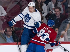 Marlis defenceman Kristians Rubins (left) was signed to a two-year entry-leve contract by the Maple Leafs on Wednesday. (Paul Chiasson/The Canadian Press)