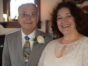 David and Elena Crenna pose for a photo at their wedding in this 2012 handout photo.