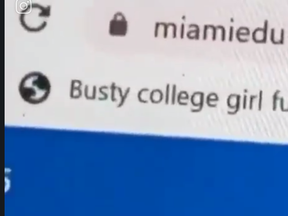 A University of Miami professor was fired after he had busty college girl bookmark show during a teleconference call.
