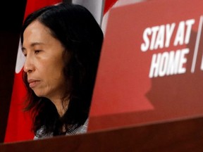 Chief Public Health Officer Dr. Theresa Tam attends a news conference, as efforts continue to help slow the spread of COVID-19, in Ottawa, April 9, 2020.