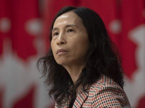 Chief Public Health Officer Theresa Tam responds to a question during a news conference in Ottawa, Monday April 13, 2020.