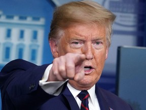 President Donald Trump speaks during the daily briefing on the novel coronavirus in the Brady Briefing Room at the White House on April 2, 2020, in Washington. (MANDEL NGAN/AFP via Getty Images)