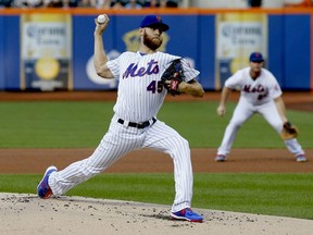 New York Mets starting pitcher Zack Wheeler (45) throws against the Miami Marlins at Citi Field. (Andy Marlin-USA TODAY Sports)