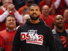 Rapper Drake attends Game 4 of the NBA Eastern Conference Finals between the Milwaukee Bucks and the Toronto Raptors at Scotiabank Arena on May 21, 2019 in Toronto.