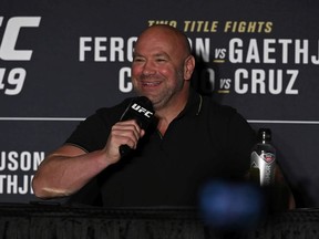 UFC president Dana White speaks to the media after UFC 249 at VyStar Veterans Memorial Arena on May 9, 2020 in Jacksonville, Fla.