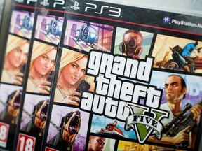 This September 17, 2013 file photo shows a close view of the packaging of the console game Grand Theft Auto 5  in central London.