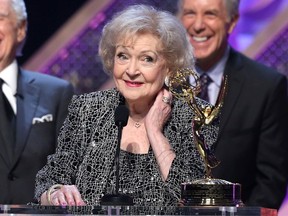 Actress Betty White accepts Daytime Emmy Lifetime Achievement Award onstage during The 42nd Annual Daytime Emmy Awards at Warner Bros. Studios on April 26, 2015 in Burbank, California.