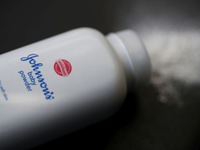 In this photo illustration, a container of Johnson's baby powder made by Johnson and Johnson sits on a table on July 13, 2018 in San Francisco, California.
