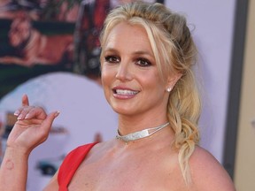 In this file photo taken on July 22, 2019 US singer Britney Spears arrives for the premiere of Sony Pictures' "Once Upon a Time... in Hollywood" at the TCL Chinese Theatre in Hollywood, California.