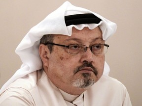 In this file photo taken on December 15, 2014 Saudi journalist Jamal Khashoggi attends a press conference in the Bahraini capital Manama.