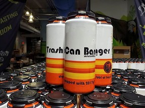 Departed Soles Brewing Company's Trash Can Banger beer, which mocks the Houston Astros players who banged on a trash can near their dugout to cheat during the 2017 season, is seen in an undated photograph.