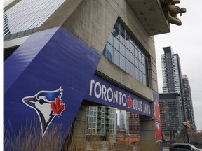 A general view of Rogers Centre during the afternoon of the postponed season opener between the Boston Red Sox and the Toronto Blue Jays. The game was postponed due to the coronavirus COVID-19 pandemic.