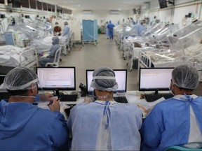 View of the Intensive Care Unit treating COVID-19 patients in the Gilberto Novaes Hospital in Manaus, Brazil, on May 20, 2020.