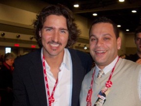 Justin Trudeau, left, with Vancouver-East riding association executive Mark Elyas in January 2012.