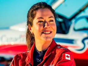 In this undated photo provided by the Royal Canadian Air Force, Capt. Jennifer Casey poses for a photo.