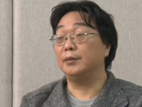 This screen grab taken from Chinese state broadcaster CCTV footage in Beijing shows Gui Minhai, a Swedish national and co-owner of publisher Mighty Current in Hong Kong, speaking in an interview broadcast on January 17, 2016.
