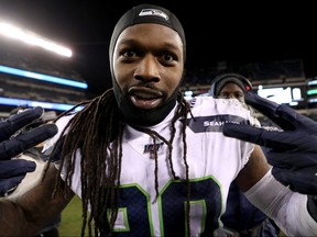 Jadeveon Clowney of the Seattle Seahawks celebrates following their playoff win over the Philadelphia Eagles at Lincoln Financial Field on January 5, 2020 in Philadelphia.