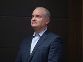 Conservative MP Erin O'Toole listens during the Conservative caucus retreat on Parliament Hill in Ottawa, on January 24, 2020.