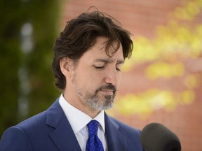 Prime Minister Justin Trudeau holds a press conference at Rideau Cottage during the COVID-19 pandemic in Ottawa on Thursday, May 7, 2020.