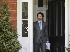 Prime Minister Justin Trudeau holds a press conference at Rideau Cottage amid the COVID-19 pandemic in Ottawa on Thursday, May 21, 2020.