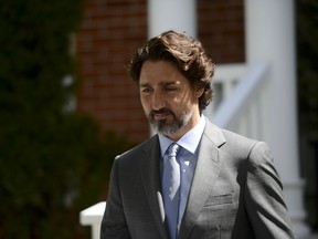 Prime Minister Justin Trudeau holds a press conference at Rideau Cottage amid the COVID-19 pandemic in Ottawa on Thursday, May 21, 2020.