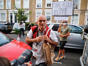 Special advisor Dominic Cummings arrives home in London on May 25, 2020, after giving a press conference answering allegations he and his family broke the rules when they travelled from London to Durham while the nation was under full-lockdown to curb the spread of COVID-19.