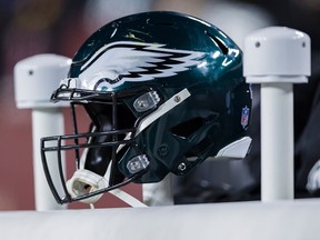 A general view of a Philadelphia Eagles helmet.