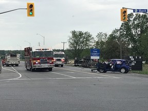 First responders on scene of crash at Carp and March roads Friday.