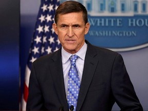 Then national security adviser General Michael Flynn delivers a daily briefing at the White House in Washington February 1, 2017.