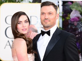 Megan Fox and Brian Austin Green arrive at the Golden Globe Awards ceremony in Beverly Hills, Calif., on Jan. 13, 2013.