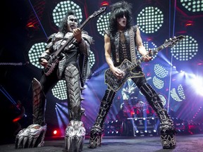 Gene Simmons and Paul Stanley of KISS perform at their End Of The Road World Tour at Canadian Tire Centre in Ottawa on April 3, 2019.